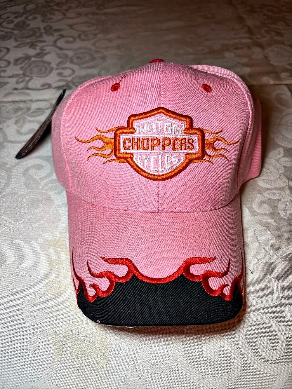 Pink & Black Flame Y2K style ball cap NWT